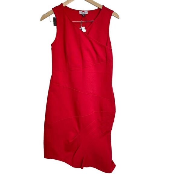 Minam Wong Red Fitted Midi Cocktail Party Dress Size 10 - Picture 1 of 9